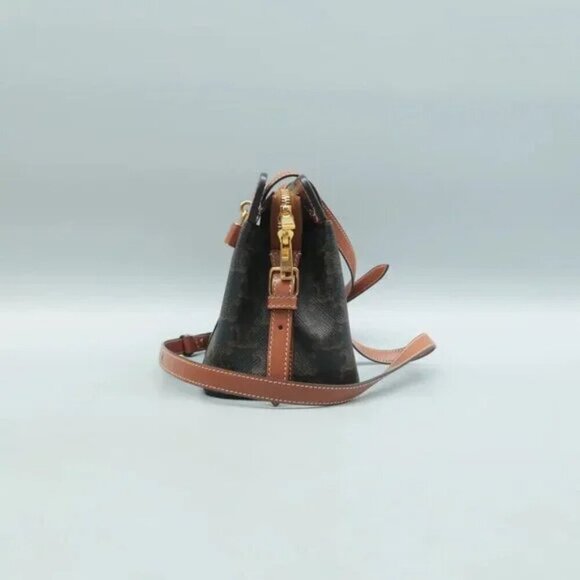 100% Authentic CELINE Cabas Brown Canvas Shoulder Bag 1440-081324 - Picture 3 of 12